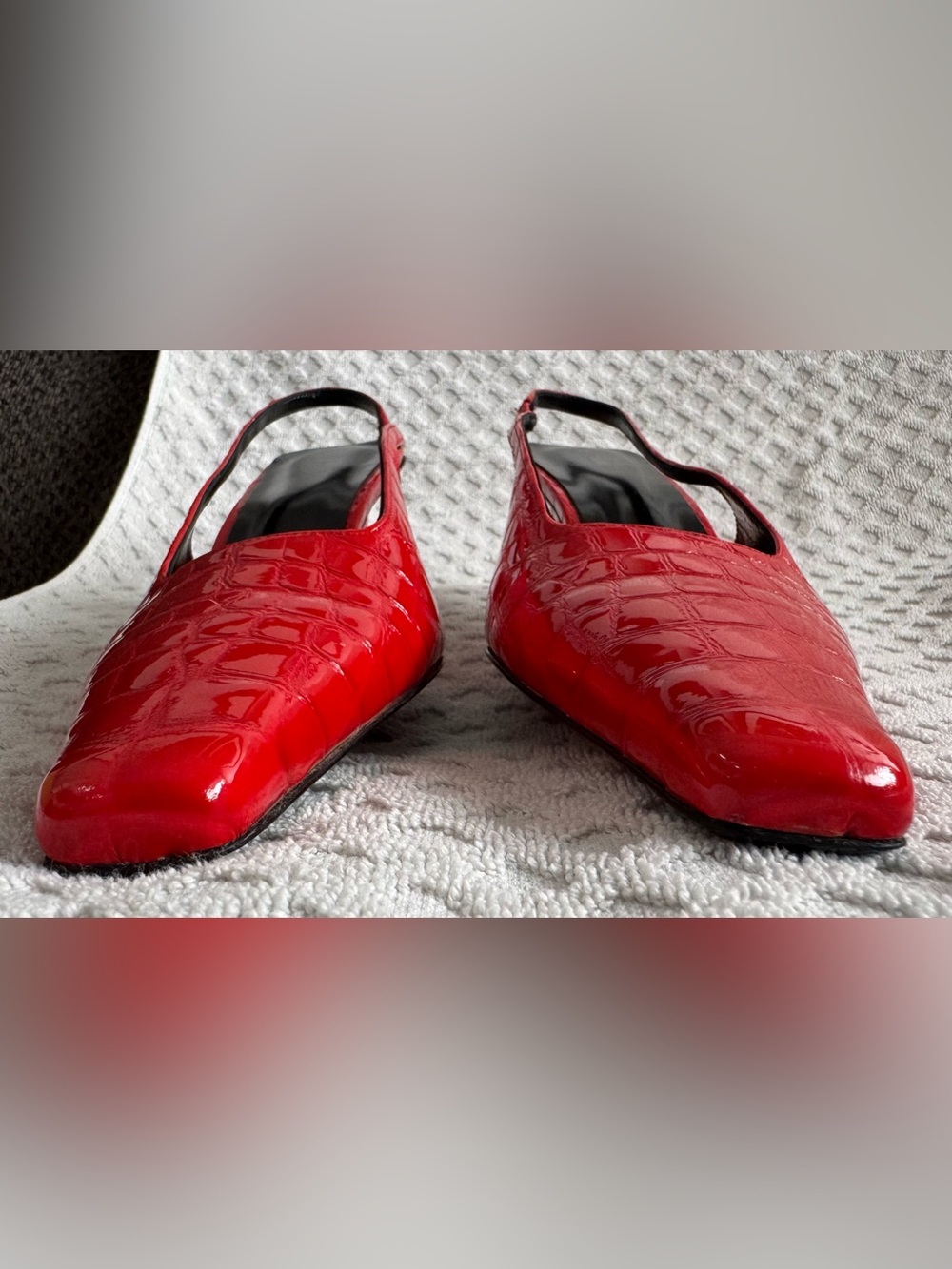 Jude 65mm Iris Slingback Pumps in Red Patent Leather Croc Embossed Size 41 US 11 - Picture 5 of 15